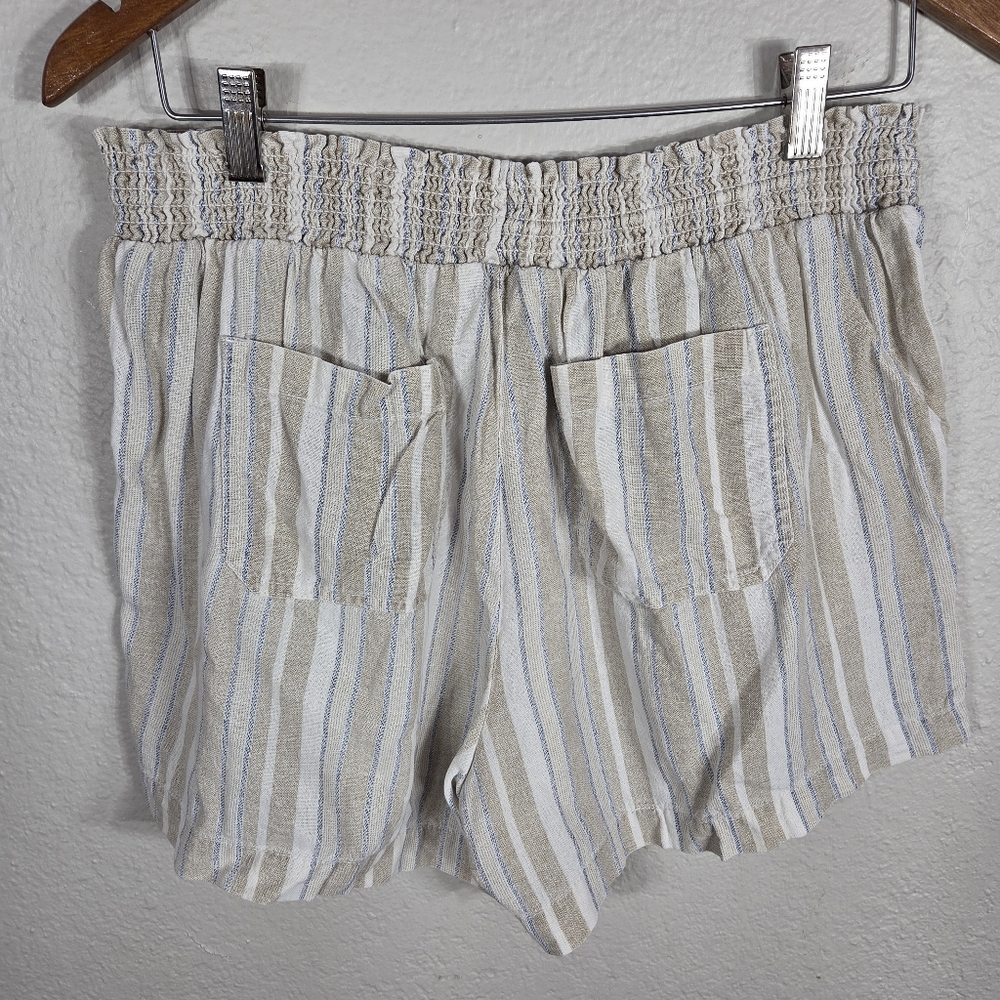 Briggs Ladies' Linen Blend Short Size Large Cream Striped Embroidered - Picture 2 of 16